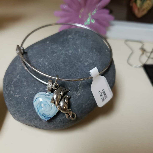 Custom Blue Heart Bracelet w/ Charm