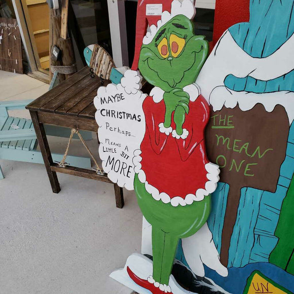 Grinch With Sign Yard Art