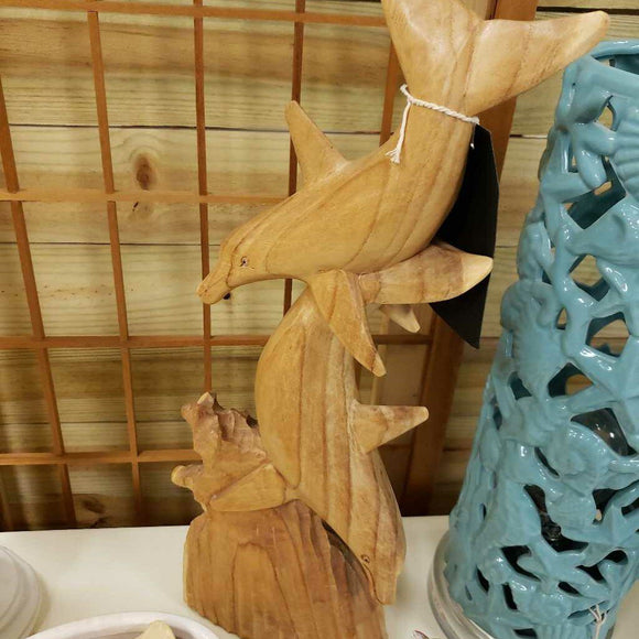 Wooden Dolphin Statue